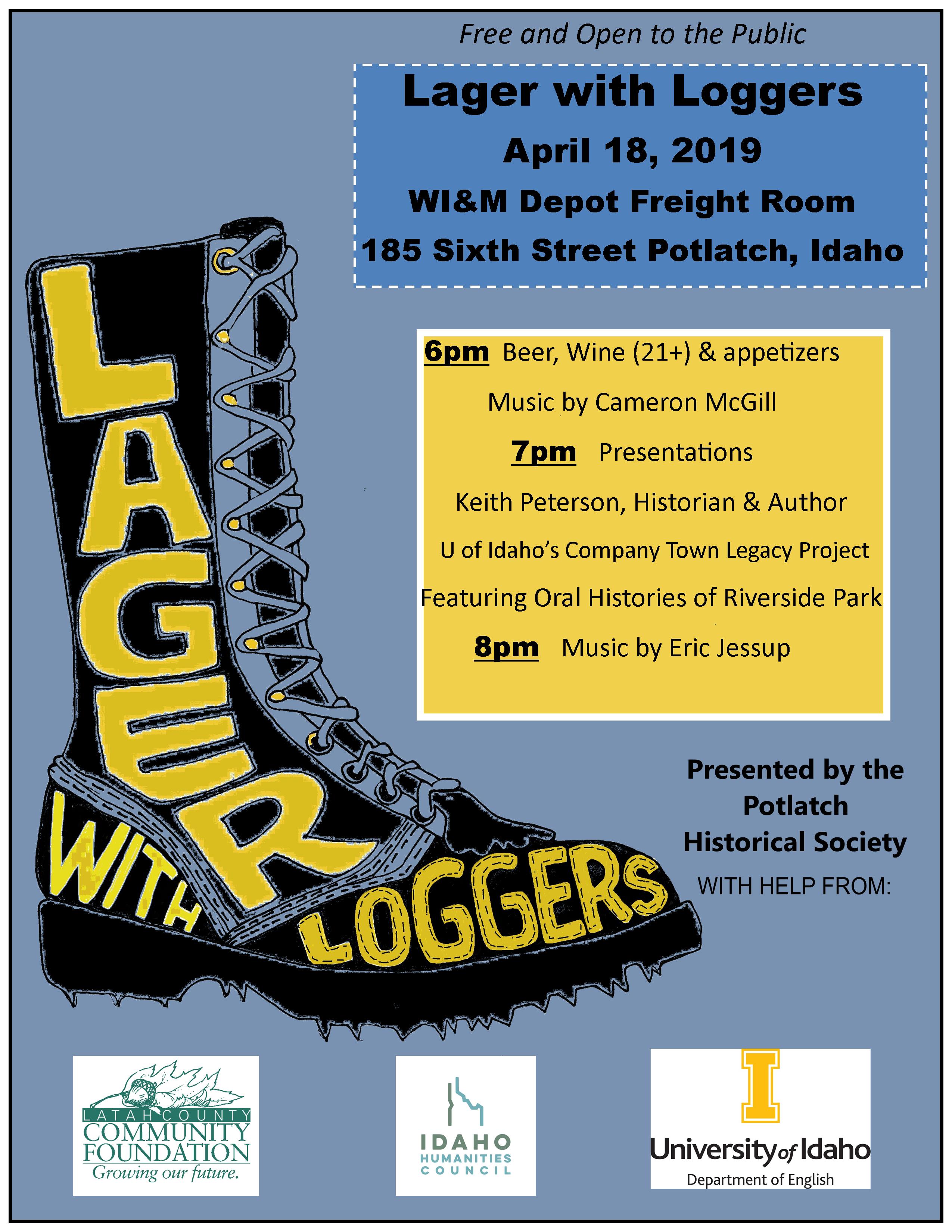 Poster for lager with loggers by Karen Rohn